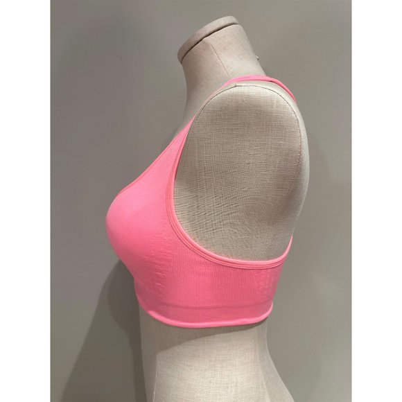 SET OF 2 - Forever 21 Racerback Sports Bras Neon Pink and Yellow Size Large - Picture 3 of 14